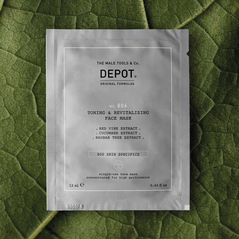 Depot NO. 806 TONING & REVITALIZING FACE MASK revitalizacijska maska za obraz za moške 12x13 ml