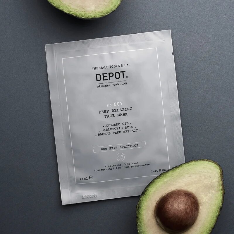 Depot NO. 807 RELAXING FACE MASK pomirjevalna in vlažilna maska za moške 12x13 ml