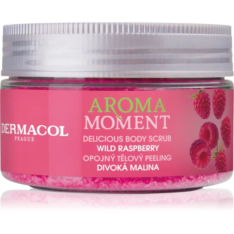 Dermacol Aroma Moment Wild Raspberry sladkorni piling za telo z vonjem maline 200 g