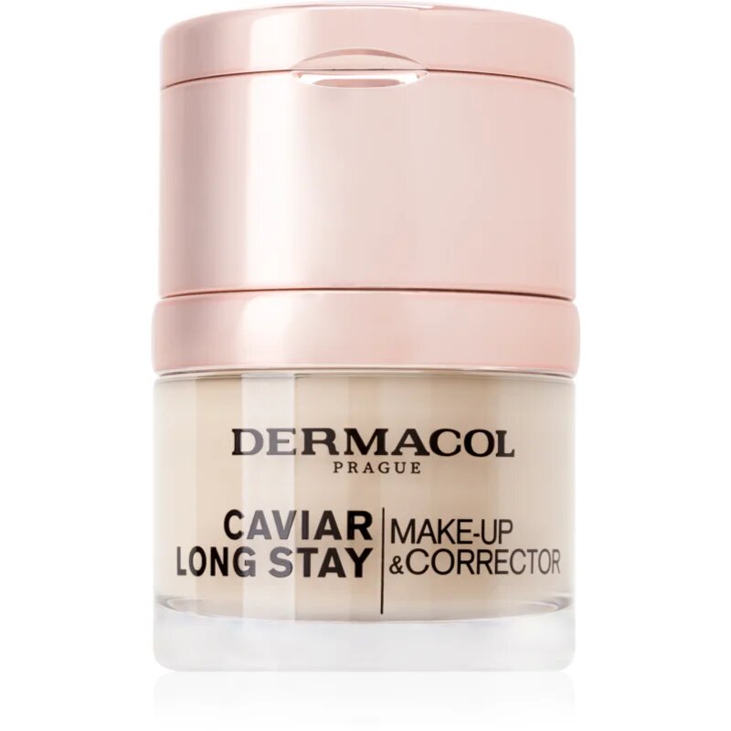 Dermacol Caviar Long Stay dolgoobstojni tekoči puder z izvlečki kaviarja in izpopolnjevalni korektor odtenek 1 Pale 30 ml