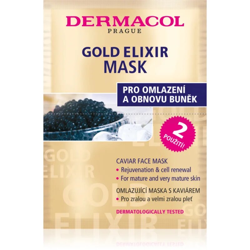 Dermacol Gold Elixir maska za obraz s kaviarjem 2x8 g