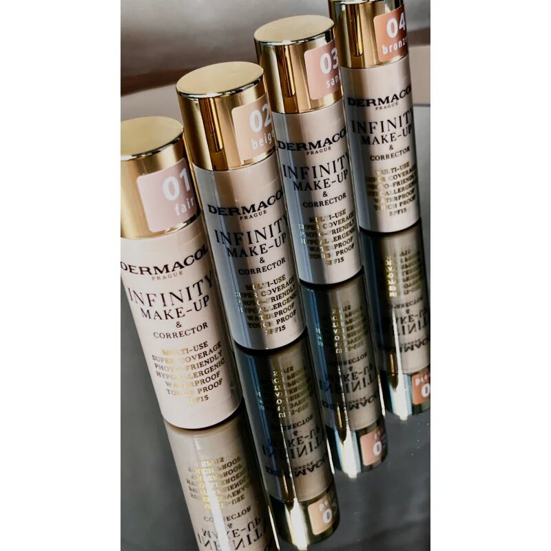 Dermacol Infinity visoko prekrivni tekoči puder SPF 15 odtenek 03 Sand 20 g