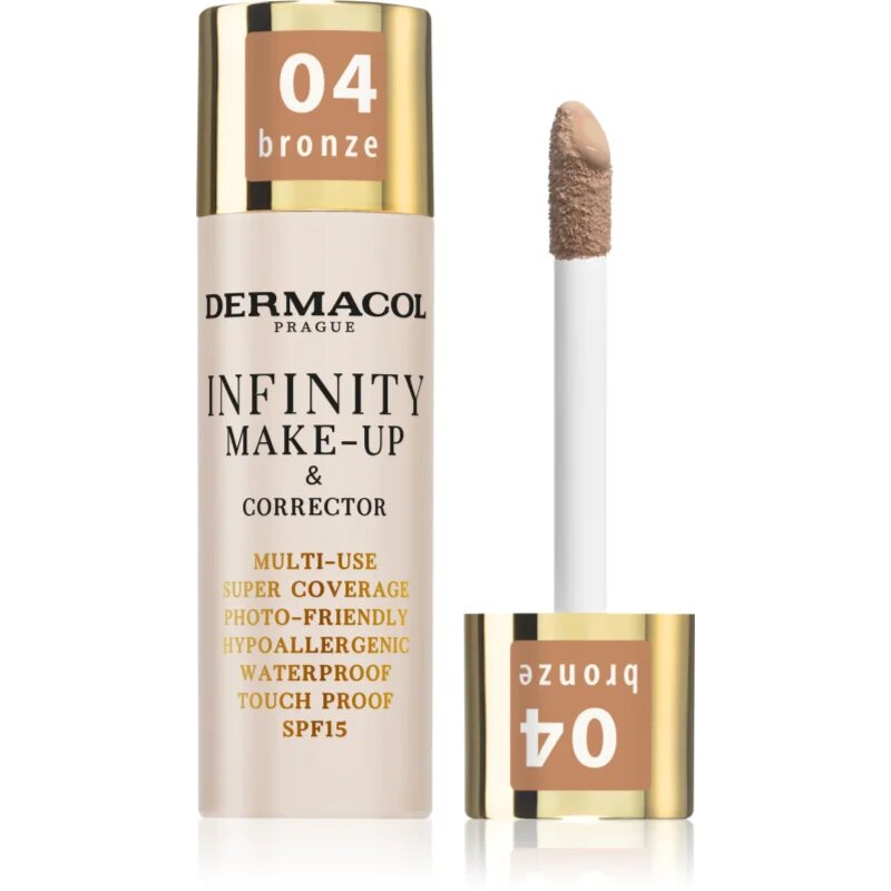 Dermacol Infinity visoko prekrivni tekoči puder SPF 15 odtenek 04 Bronze 20 g