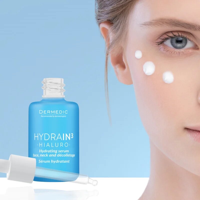 Dermedic Hydrain3 Hialuro vlažilni serum za obraz za suho do zelo suho kožo 30 ml