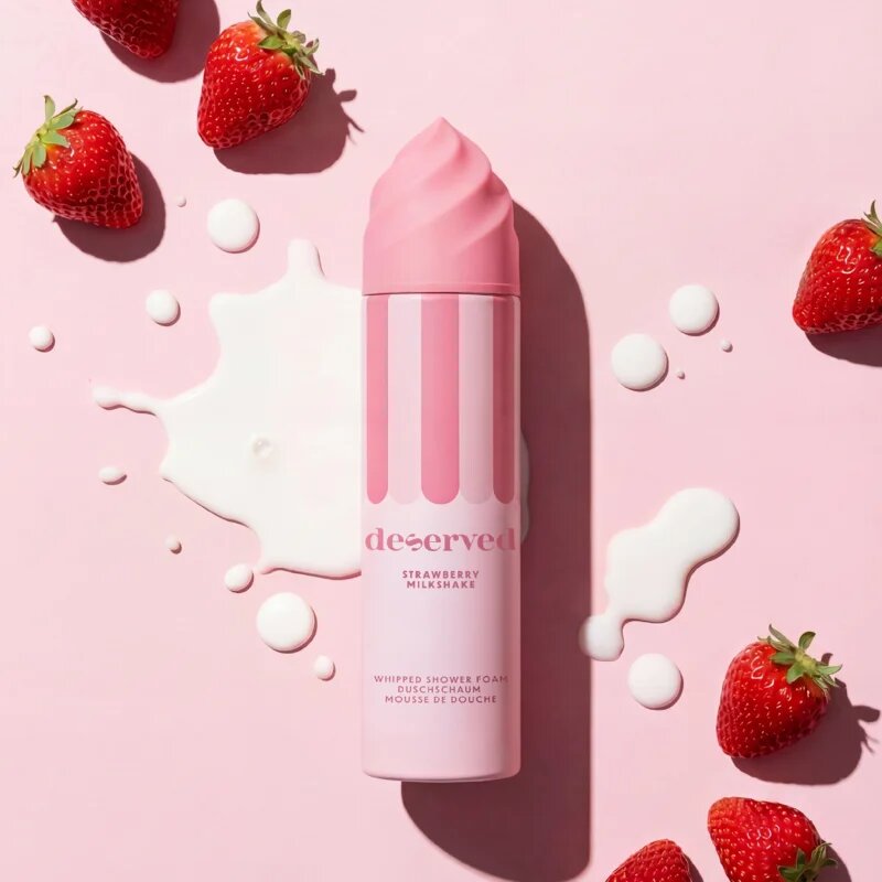 DESERVED Whipped Shower Foam Strawberry Milkshake pena za prhanje za telo 250 ml