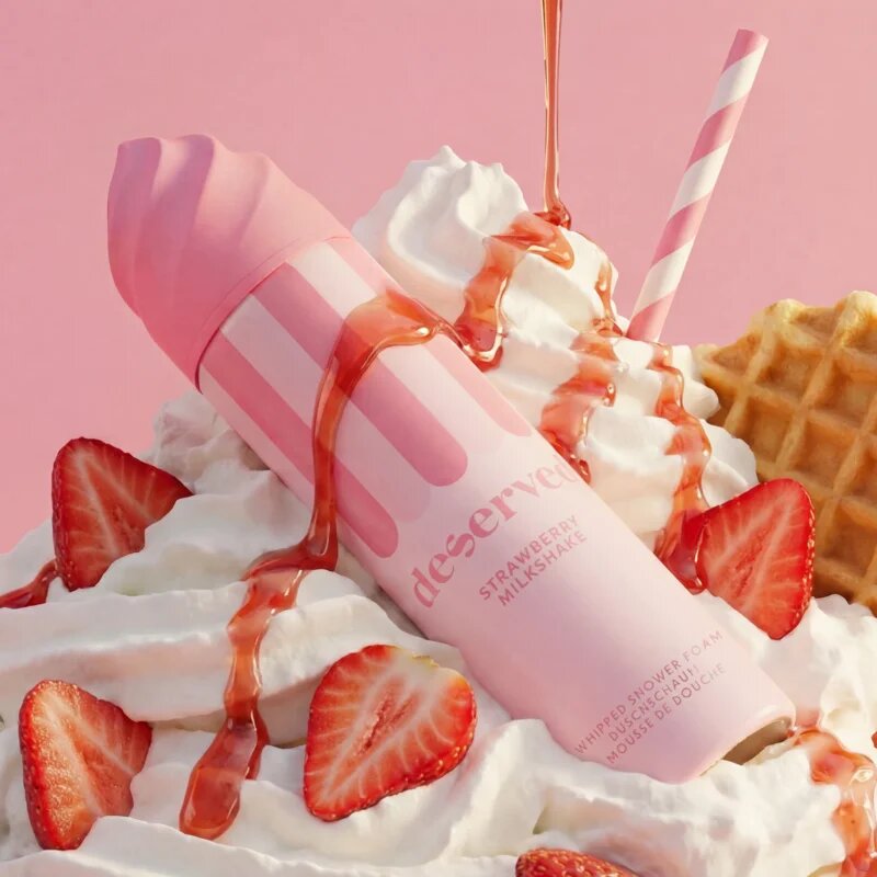 DESERVED Whipped Shower Foam Strawberry Milkshake pena za prhanje za telo 250 ml