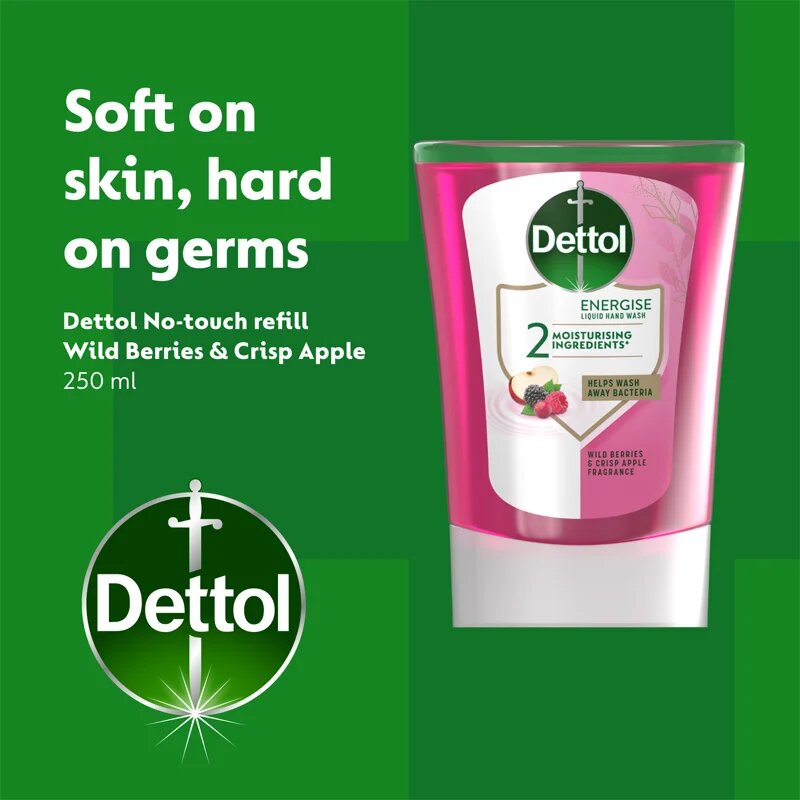 Dettol Energise Liquid Hand Wash Wild Berries & Crisp Apple polnilo za brezstični dozirnik mila 250 ml