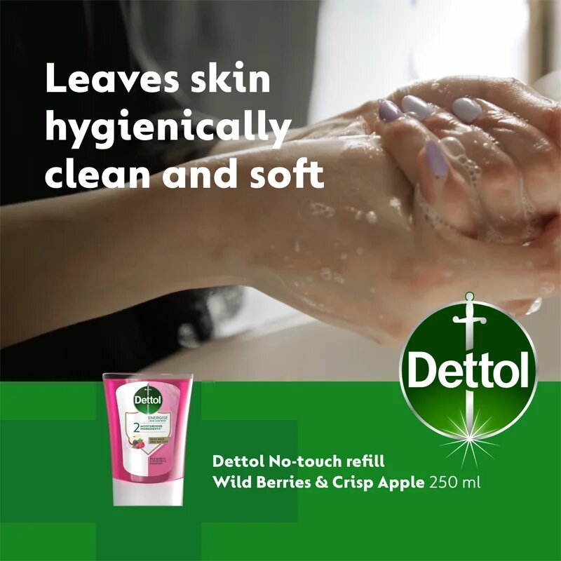 Dettol Energise Liquid Hand Wash Wild Berries & Crisp Apple polnilo za brezstični dozirnik mila 250 ml