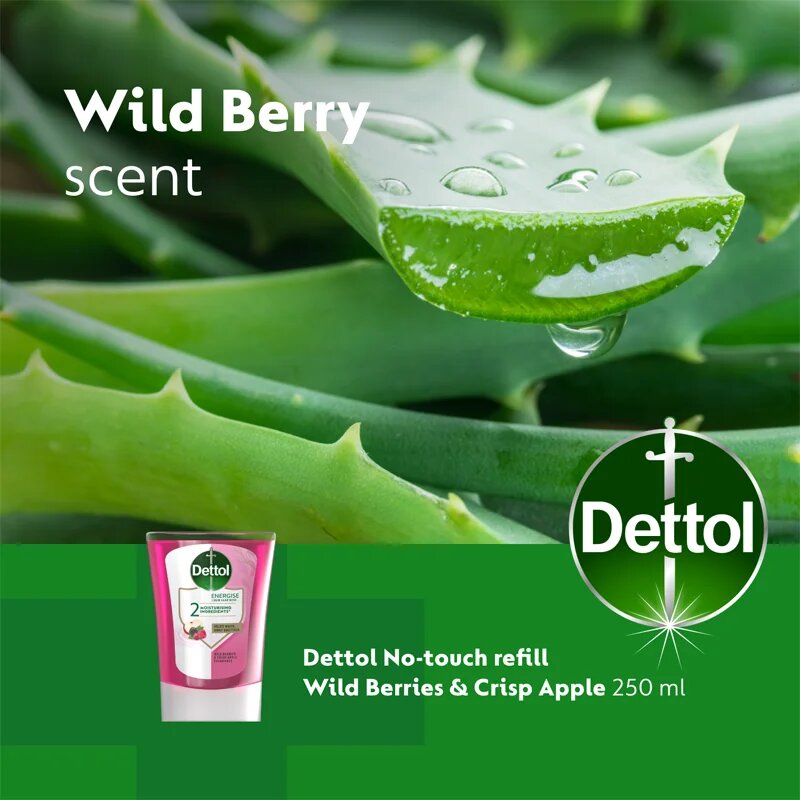 Dettol Energise Liquid Hand Wash Wild Berries & Crisp Apple polnilo za brezstični dozirnik mila 250 ml