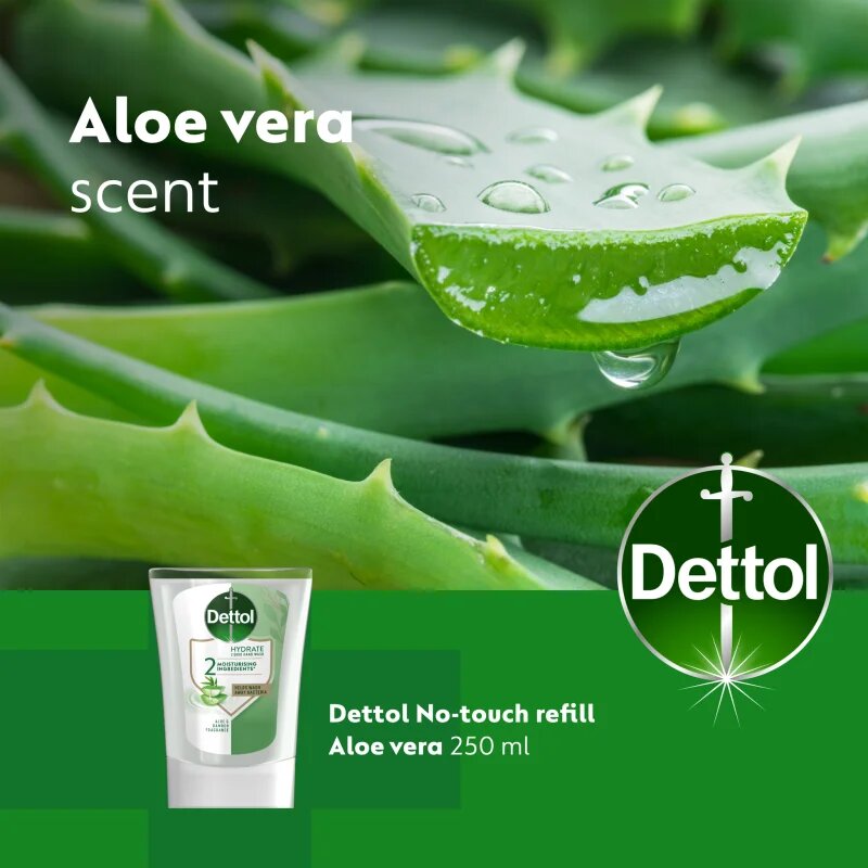Dettol Hydrate Liquid Hand Wash polnilo za brezstični dozirnik mila Aloe Vera 250 ml