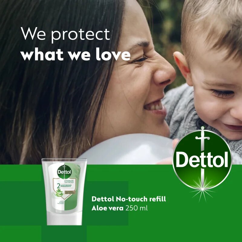 Dettol Hydrate Liquid Hand Wash polnilo za brezstični dozirnik mila Aloe Vera 250 ml