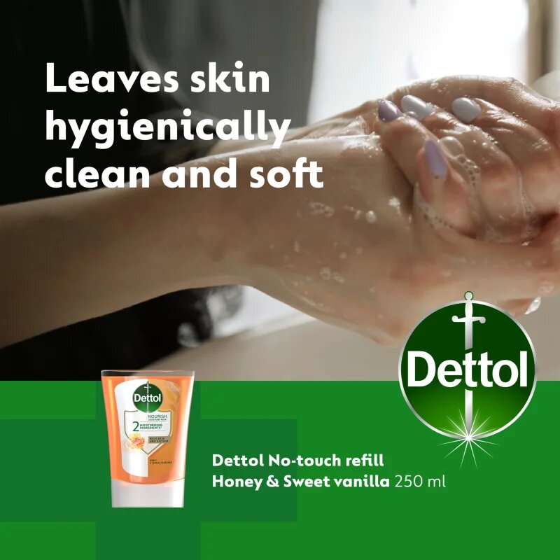 Dettol Soft on Skin Kids No-Touch Refill polnilo za brezstični dozirnik mila Honey & Vanilla 250 ml