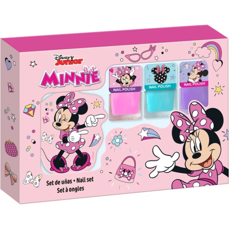 Disney Minnie Nail Set set lakov za nohte za otroke 3y+ Pink Blue Purple 3x4.5 ml