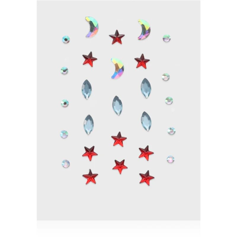 Diva & Nice Cosmetics Face Stones nalepke za obraz Red Stars 35 kos