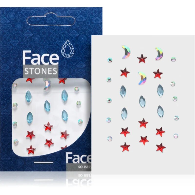 Diva & Nice Cosmetics Face Stones nalepke za obraz Red Stars 35 kos