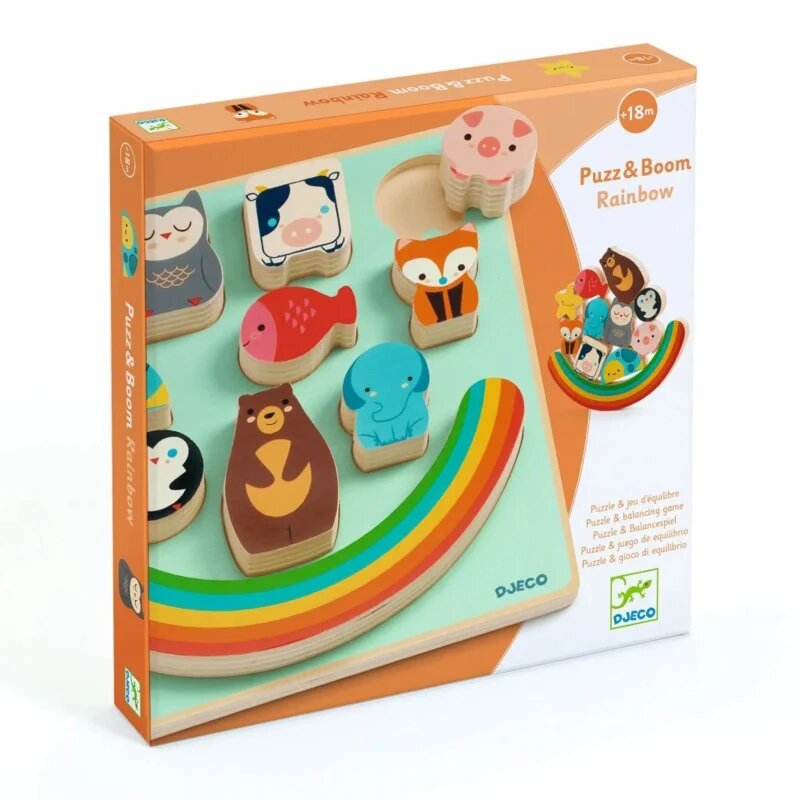 DJECO Puzz & Boom Rainbow igra za uravnoteženje 18m+ 1 kos