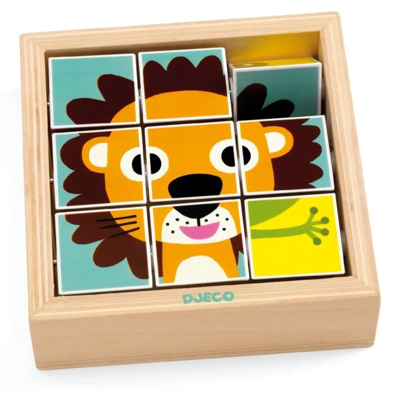 DJECO Wooden Block Puzzle Animals aktivnostna vstavljanka 2y+ 1 kos