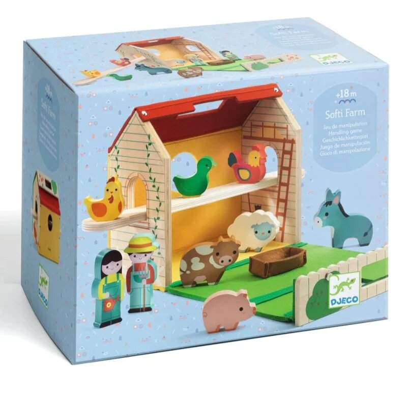 DJECO Wooden Farm komplet igrač iz lesa 18m+ 11 kos