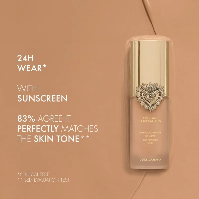 Dolce&Gabbana Flawless Everlast Foundation intenzivni prekrivni tekoči puder z dolgoobstojnim učinkom SPF 20 odtenek 06W LIGHT 27 ml