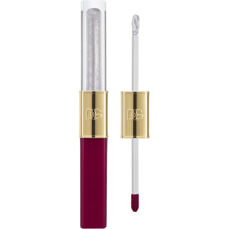 Dolce&Gabbana Make It Double! Lip Tint & Gloss Duo Dolgoobstojna šminka in sijaj za ustnice 2 v 1 odtenek 06 Grape Soda - Berry & Silver Shimmer 2x2 m