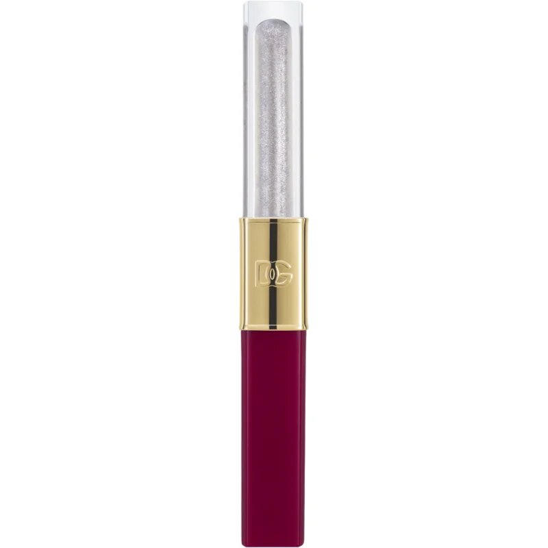 Dolce&Gabbana Make It Double! Lip Tint & Gloss Duo Dolgoobstojna šminka in sijaj za ustnice 2 v 1 odtenek 06 Grape Soda - Berry & Silver Shimmer 2x2 m