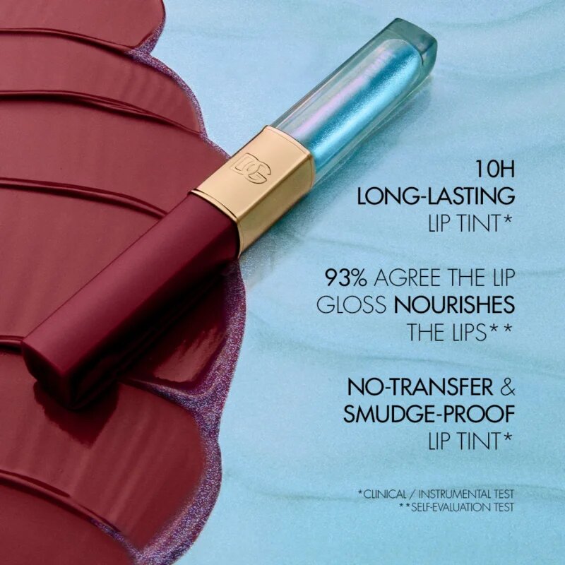Dolce&Gabbana Make It Double! Lip Tint & Gloss Duo Dolgoobstojna šminka in sijaj za ustnice 2 v 1 odtenek 06 Grape Soda - Berry & Silver Shimmer 2x2 m