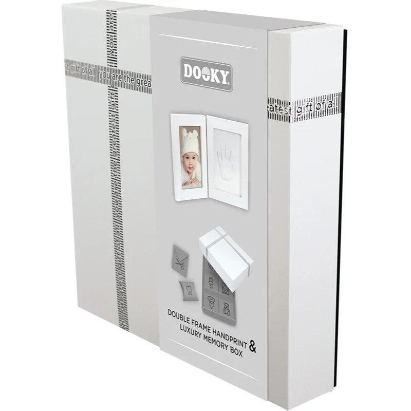 Dooky Luxury Memory Box Double Frame Handprint set za odtis dojenčkovih dlani in stopal 1 kos