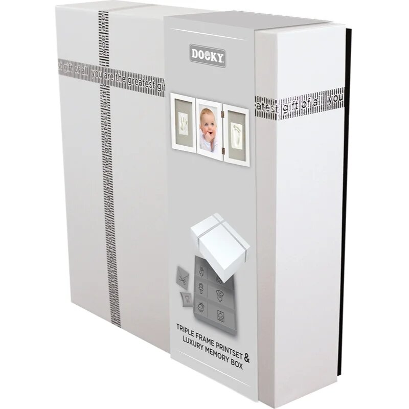 Dooky Luxury Memory Box Triple Frame Printset set za odtis dojenčkovih dlani in stopal 1 kos