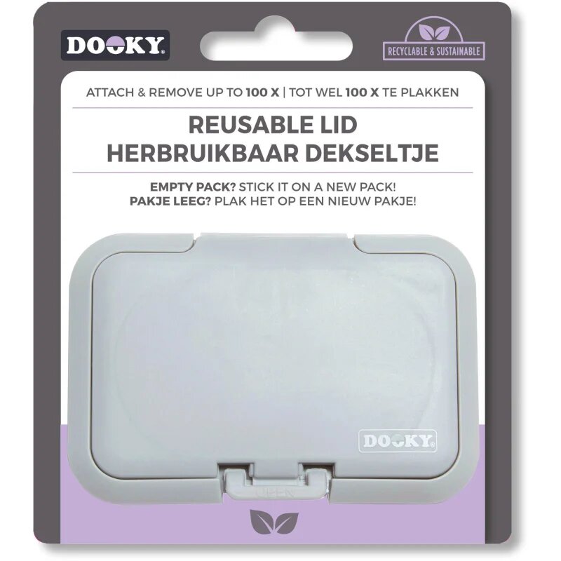 Dooky Reusable Lid Grey Card pokrovček za vlažilne robčke 1 kos