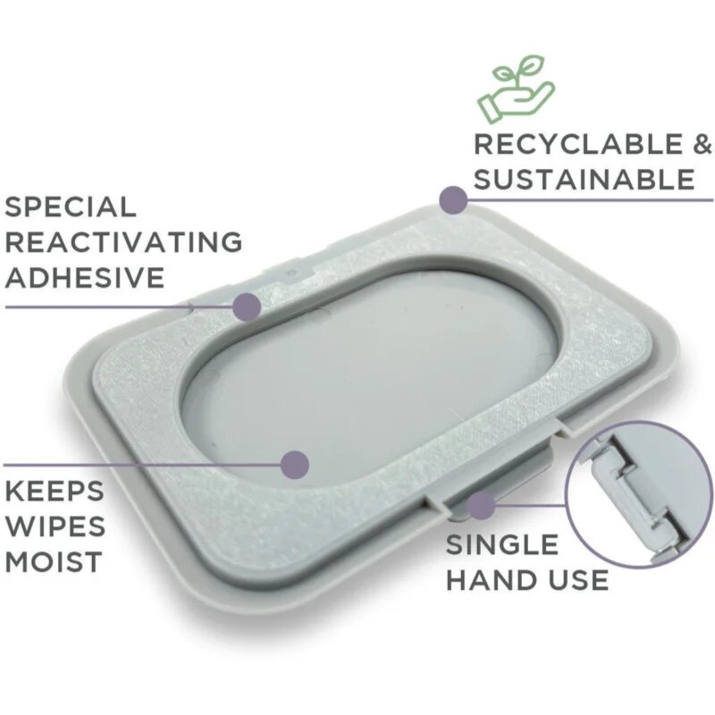 Dooky Reusable Lid Grey Card pokrovček za vlažilne robčke 1 kos