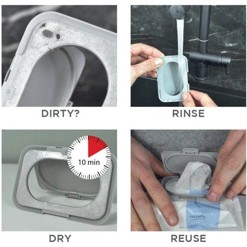 Dooky Reusable Lid Grey Card pokrovček za vlažilne robčke 1 kos