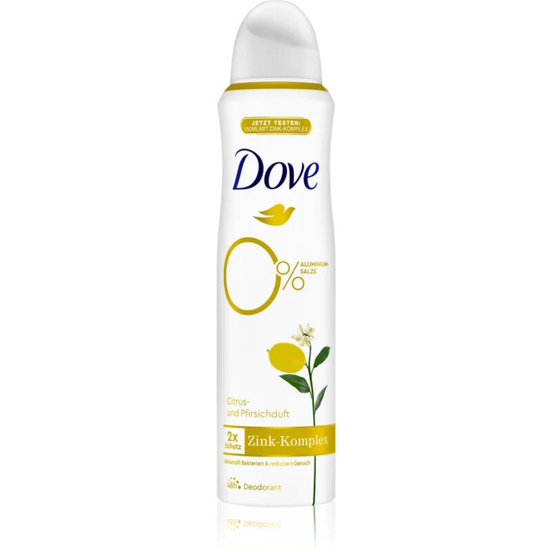 Dove 0% ALU Citrus and Peach dezodorant z 48-urnim učinkom Citrus & Peach 150 ml