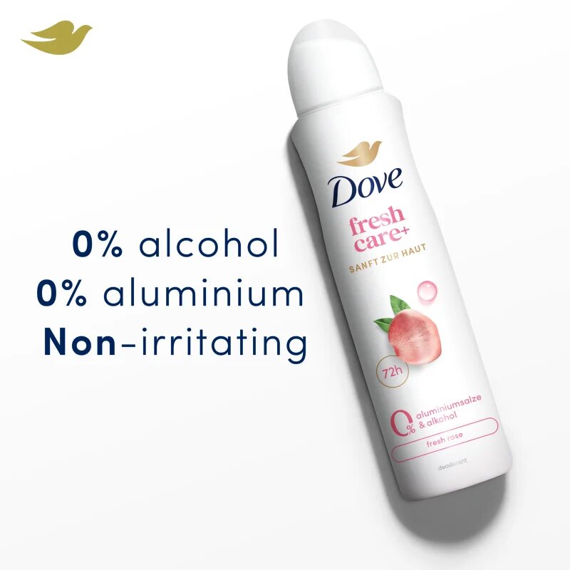 Dove 0% ALU Fresh Rose antiperspirant v pršilu brez aluminija 150 ml