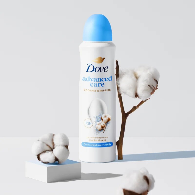 Dove Advanced Care Fresh Cotton and Sea Minerals antiperspirant pršilo 150 ml