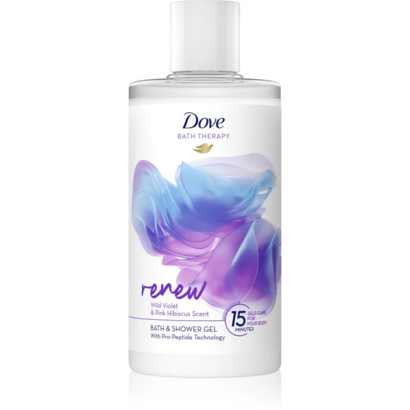Dove Bath Therapy Renew gel za prhanje in kopanje Wild Violet & Pink Hibiscus 400 ml