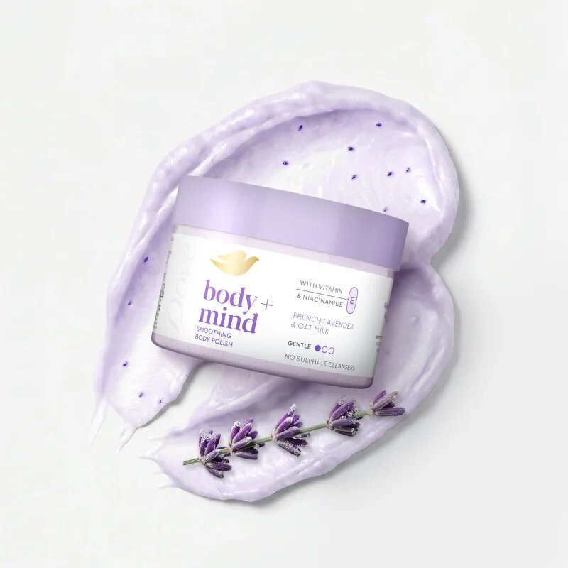 Dove French Lavender & Oat Milk piling za telo 295 ml