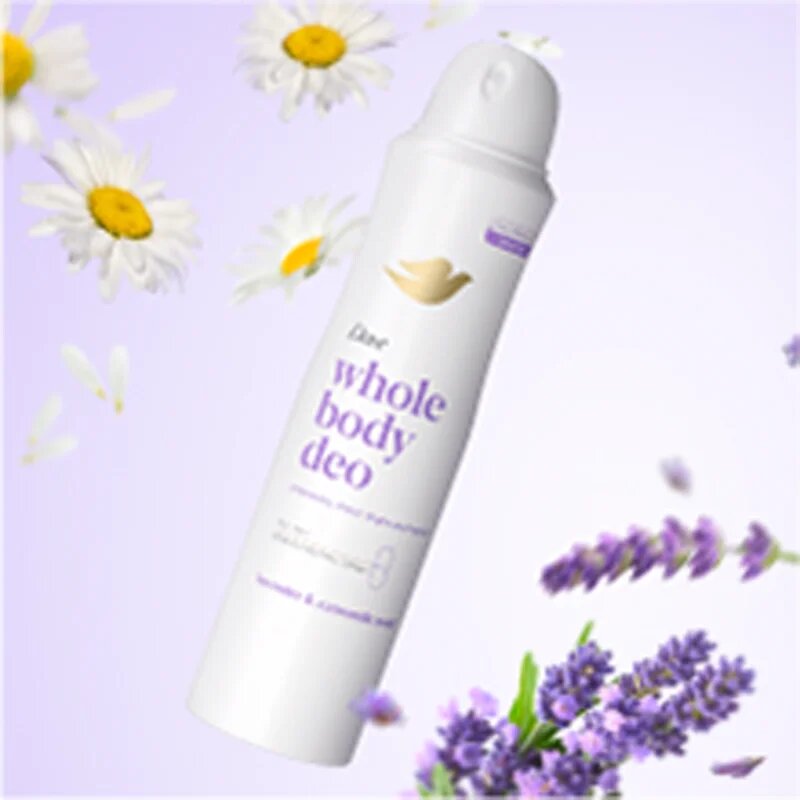 Dove Lavender & Chamomile deodorant v pršilu za telo 150 ml
