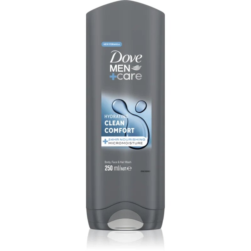 Dove Men+Care Clean Comfort gel za prhanje za obraz telo in lase 250 ml