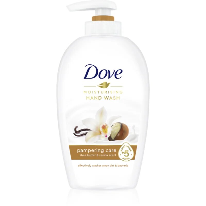 Dove Purely Pampering Shea Butter tekoče milo z dozirno črpalko karitejevo maslo in vanilija 250 ml