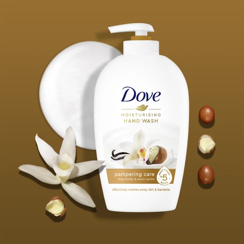 Dove Purely Pampering Shea Butter tekoče milo z dozirno črpalko karitejevo maslo in vanilija 250 ml