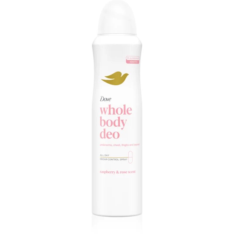 Dove Raspberry & Rose deodorant v pršilu za telo 150 ml