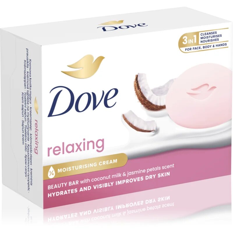 Dove Relaxing Coconut kremasta tableta za umivanje Coconut milk & Jasmine petals 90 g