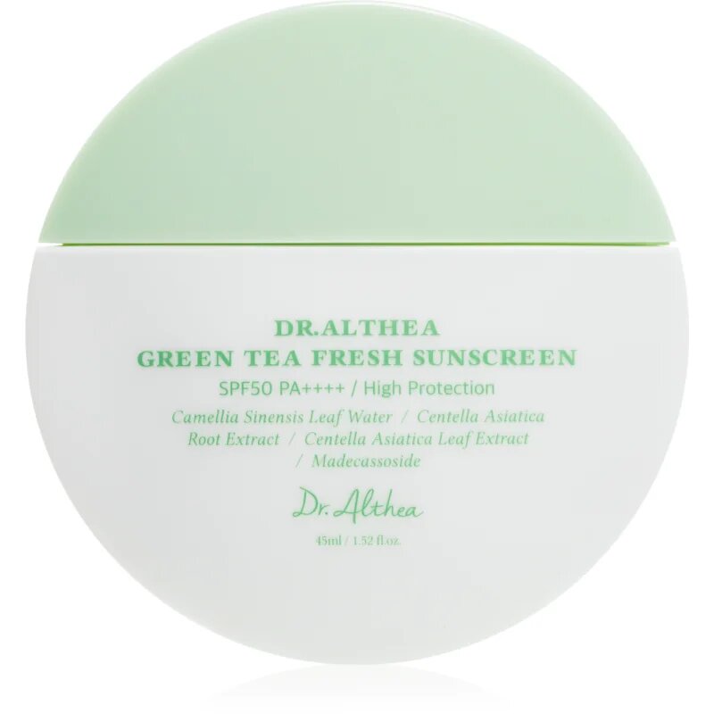 Dr. Althea Green Tea Fresh Sunscreen krema za sončenje za obraz s pomirjajočim učinkom SPF 50+ 45 ml
