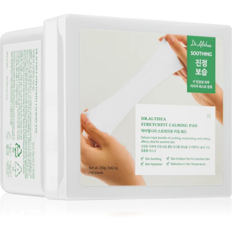 Dr. Althea StretchFit Calming Pad pomirjajoče blazinice za regeneracijo obraza 50 kos