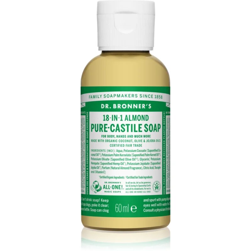 Dr. Bronner’s Almond tekoče univerzalno milo 60 ml