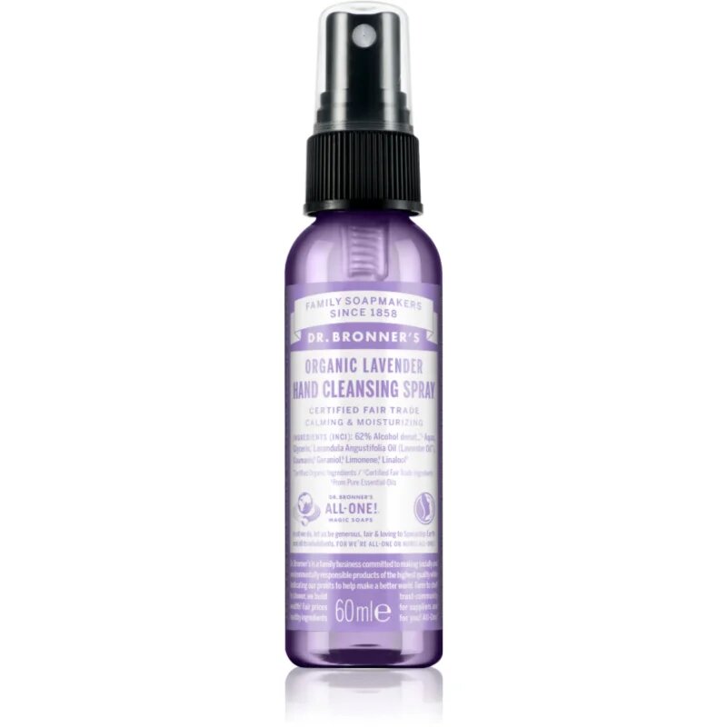 Dr. Bronner’s Lavender čistilno pršilo brez spiranja za roke 60 ml
