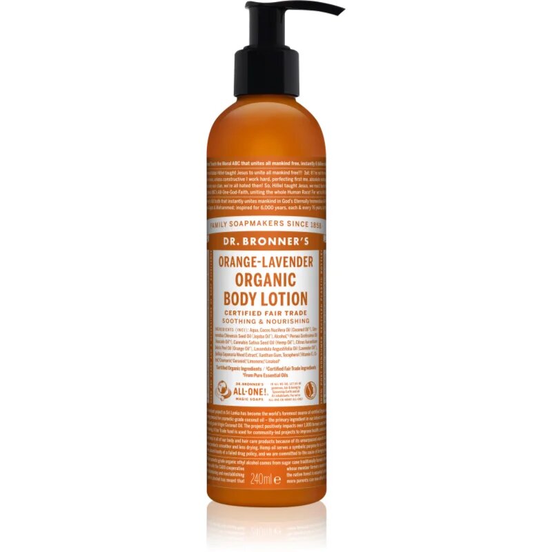 Dr. Bronner’s Orange & Levender hranilni in vlažilni losjon za telo 240 ml