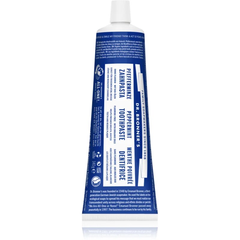 Dr. Bronner’s Peppermint belilna zobna pasta brez fluora 105 ml