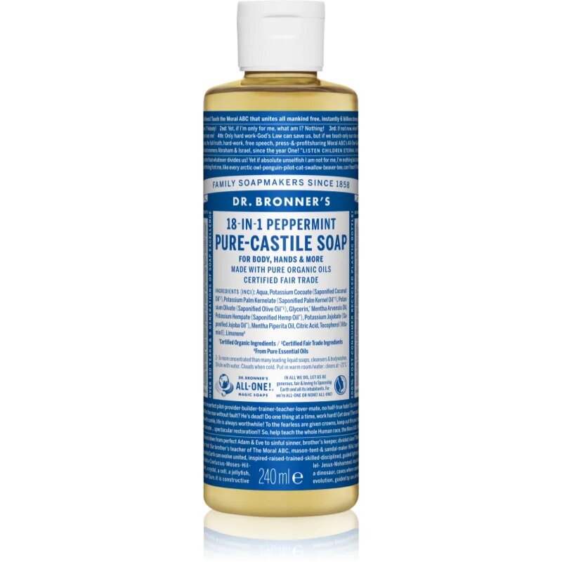 Dr. Bronner’s Peppermint tekoče univerzalno milo 240 ml