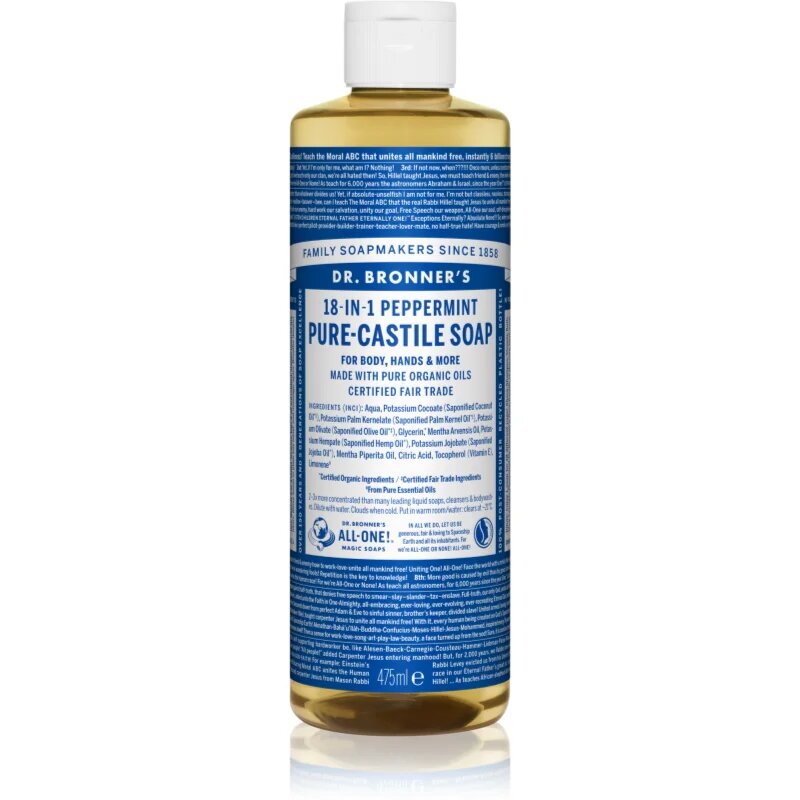 Dr. Bronner’s Peppermint tekoče univerzalno milo 475 ml